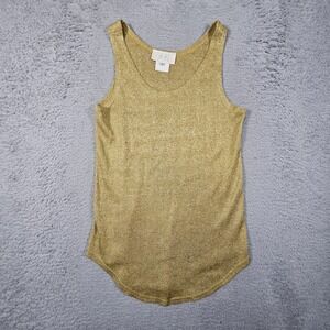 Vtg Cache Tank Top Womens S Gold Metallic Cami Layer Y2K 90s Glitzy Sparkle Prep